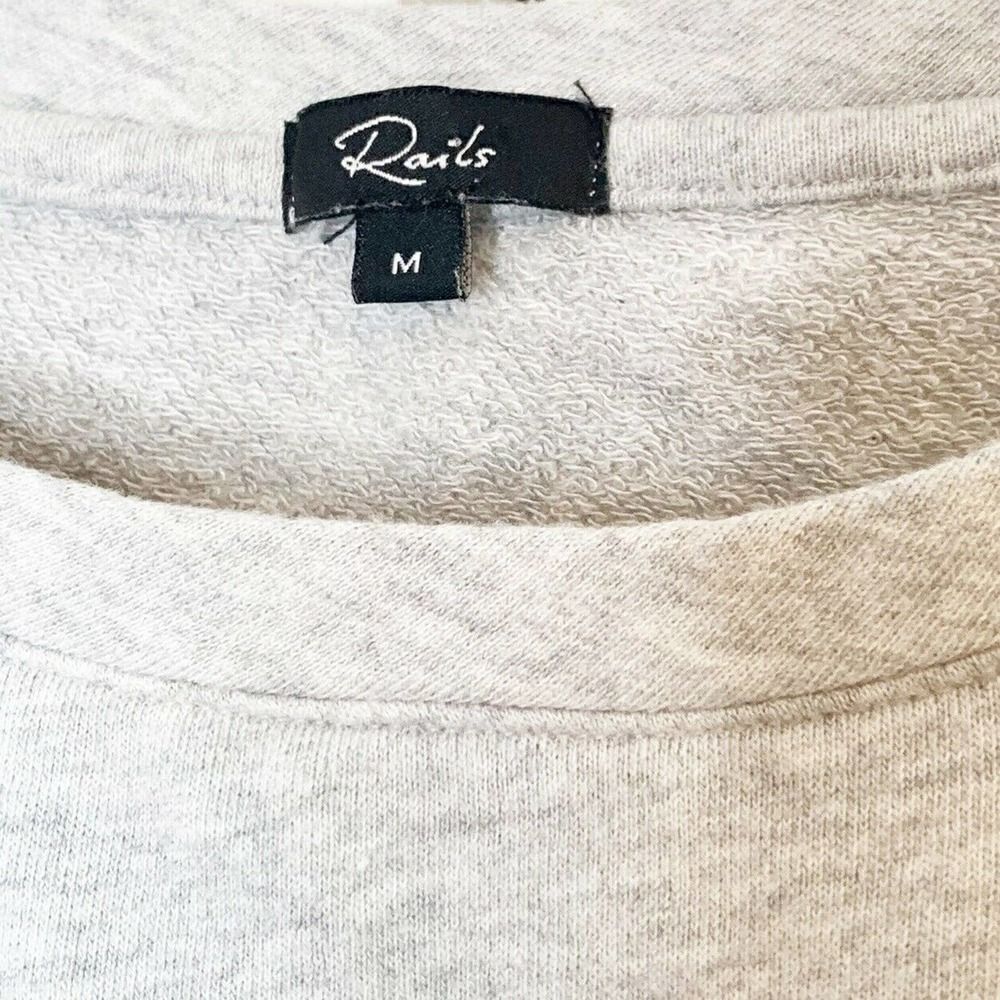 Rails Grey Heather Ruffle Tie Sleeve Crew Neck Marilyn Top Size Medium - Picture 5 of 8